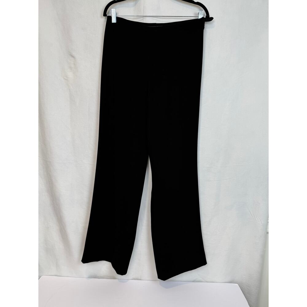 Nina McLemore Black Wide Leg Dress Pants Side Zip Stretch Waist 30
